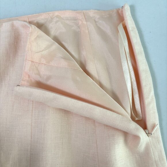 Lauren Ralph Lauren Midi A-Line Skirt Size 18W Pink Lined Side Zip 100% Linen - Picture 5 of 12
